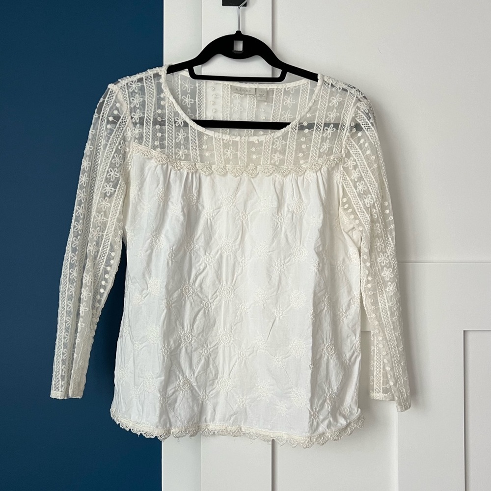 White and Cream Lace Top